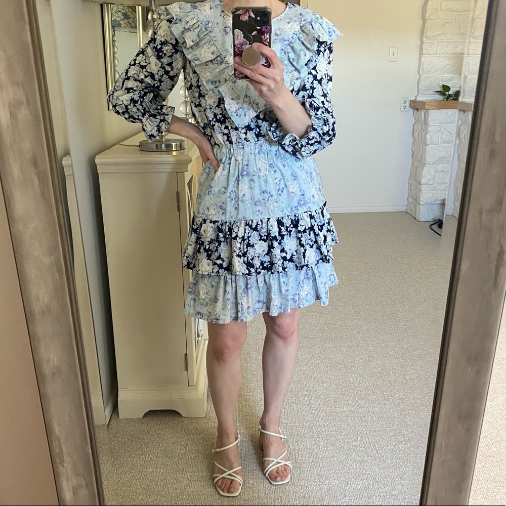 Floral Ruffle Tiered Cottagecore Mini Skirt Size Small